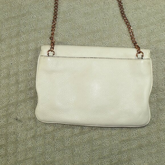 Michael Kors Cream Pebble Leather Chain Strap Flap Crossbody Purse - Picture 3 of 12